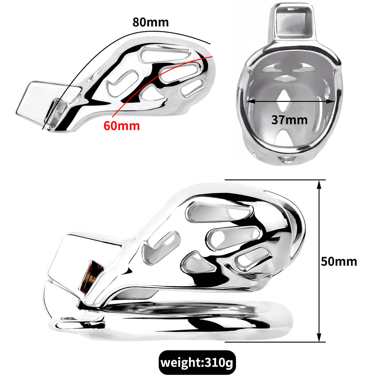 Cage de chasteté en acier inoxydable pour homme Cobra