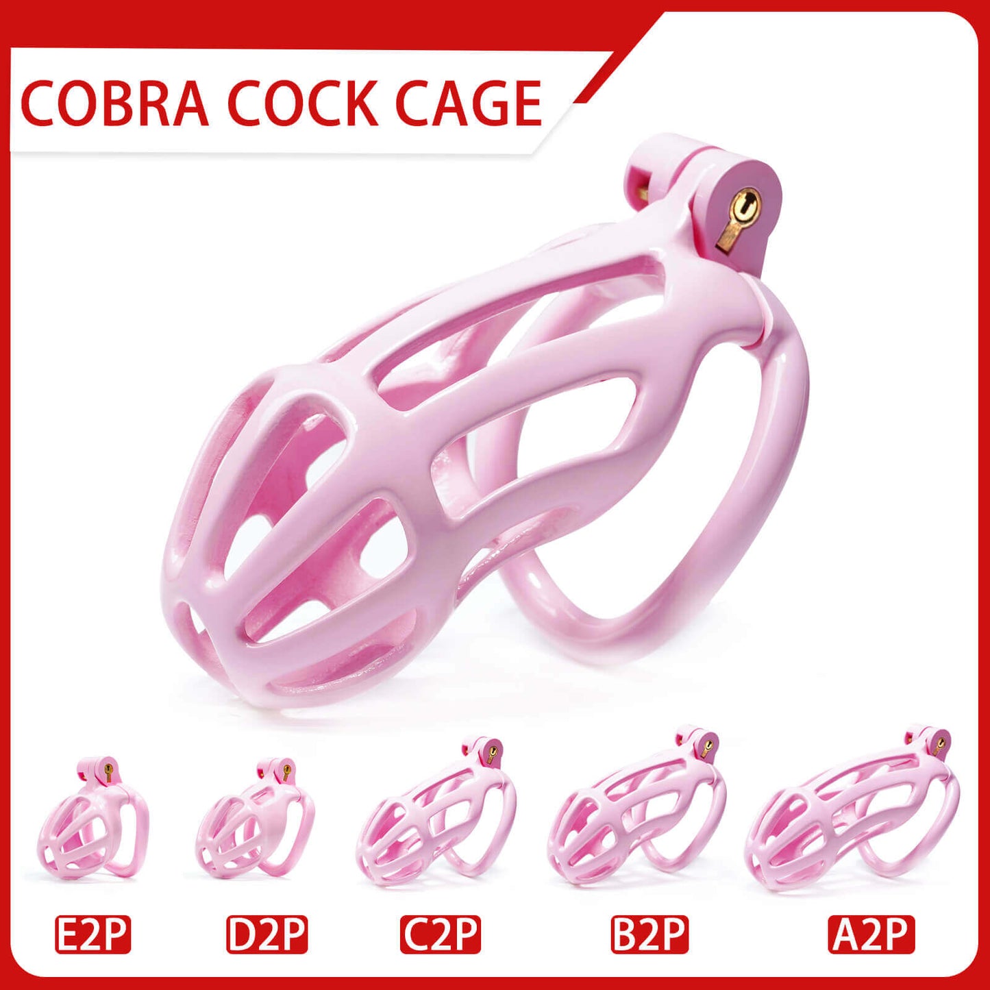 Kit de cage de chasteté Cobra à rayures roses de 1,77 à 4,13 pouces de long