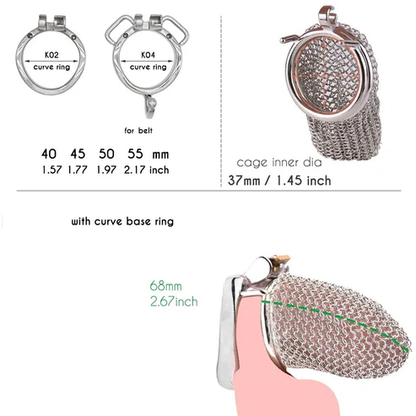 2.67" Stainless Steel Mesh Chastity Cage