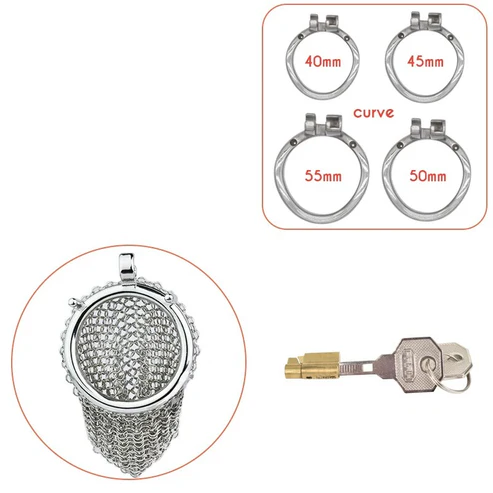 Cage de chasteté en maille d'acier inoxydable de 2,67"