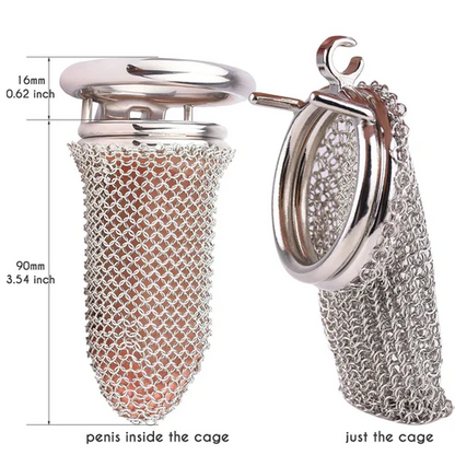 3.54" Stainless Steel Mesh Chastity Cage