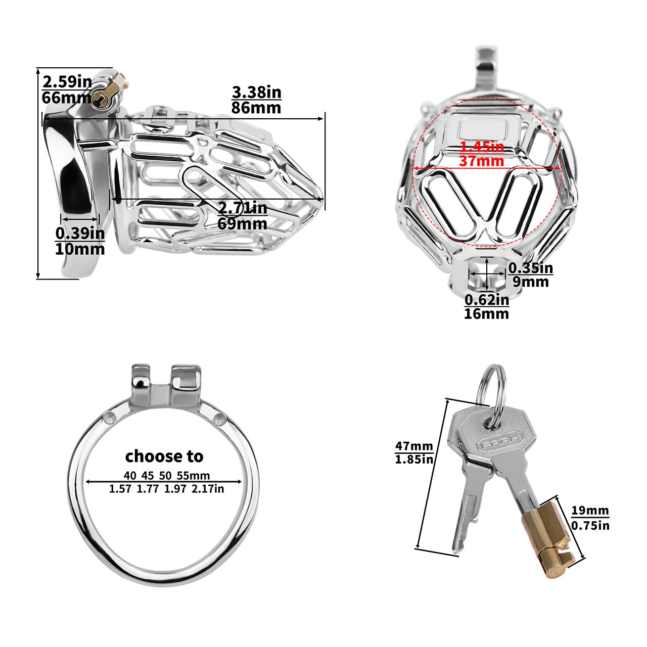 304 Stainless Steel Cock Cage - 24