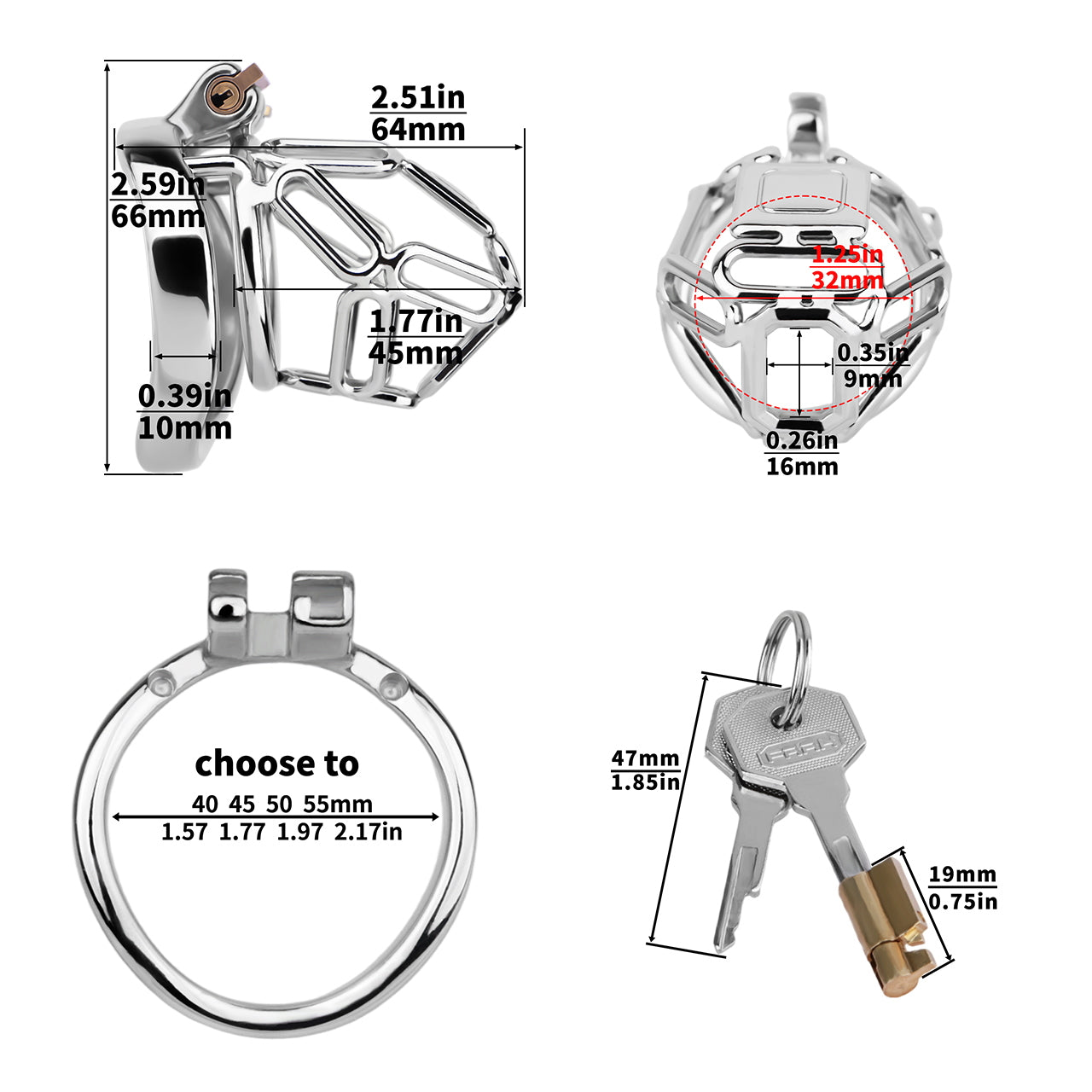 304 Stainless Steel Cock Cage - 13