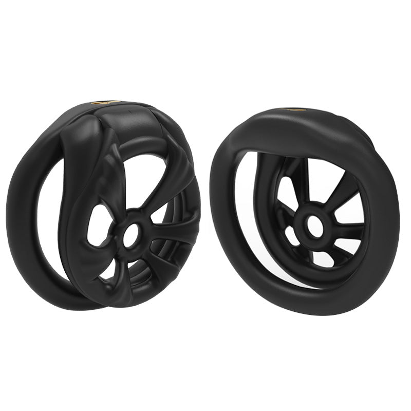 3D-Printed Embedded-Lock Chastity Cage black front view