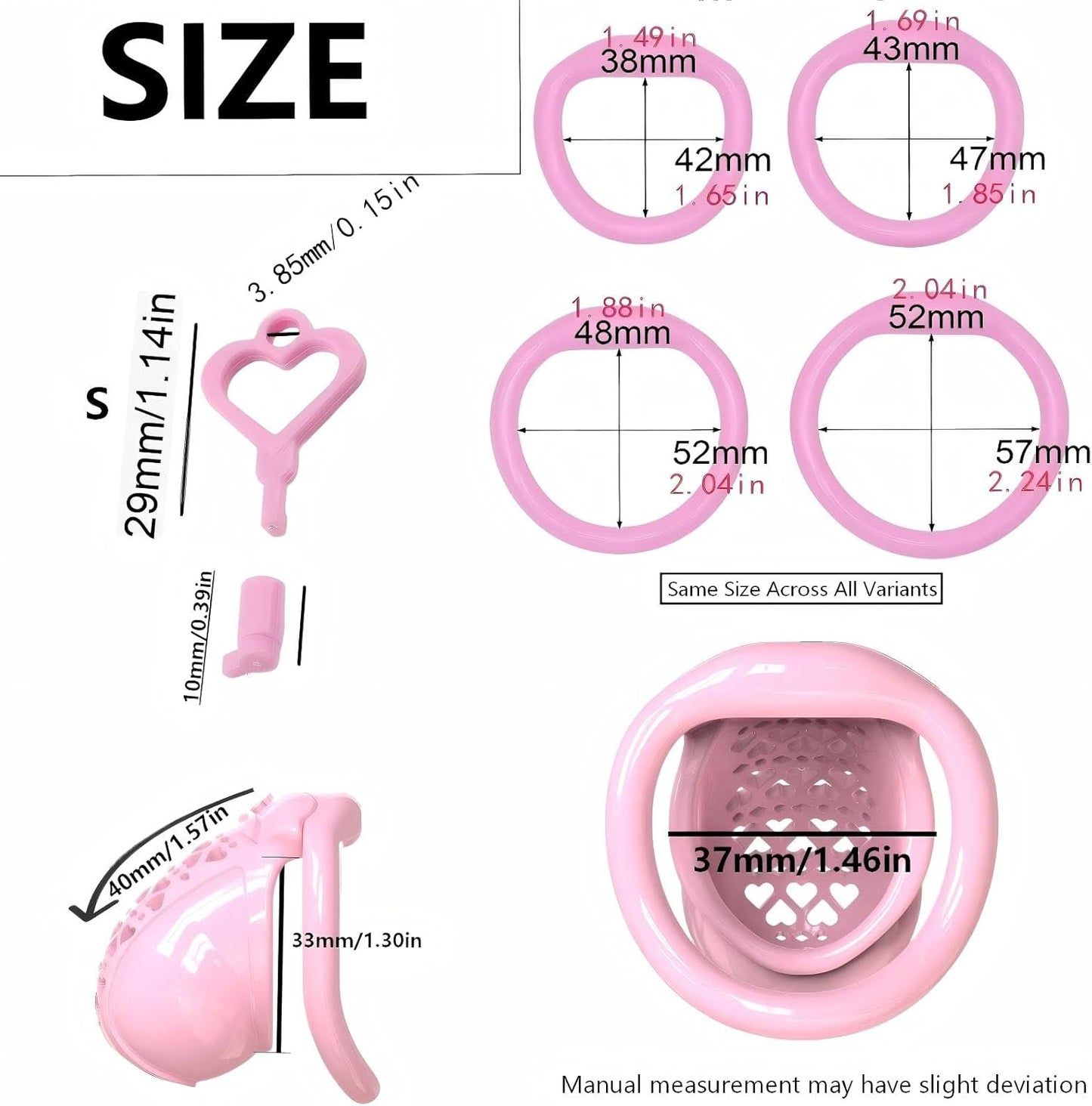 3D Printed Resin Chastity Cage with 4 Ring Sizes