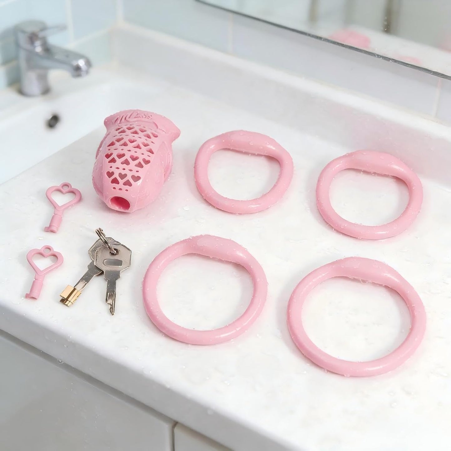 3D Printed Resin Chastity Cage with 4 Ring Sizes