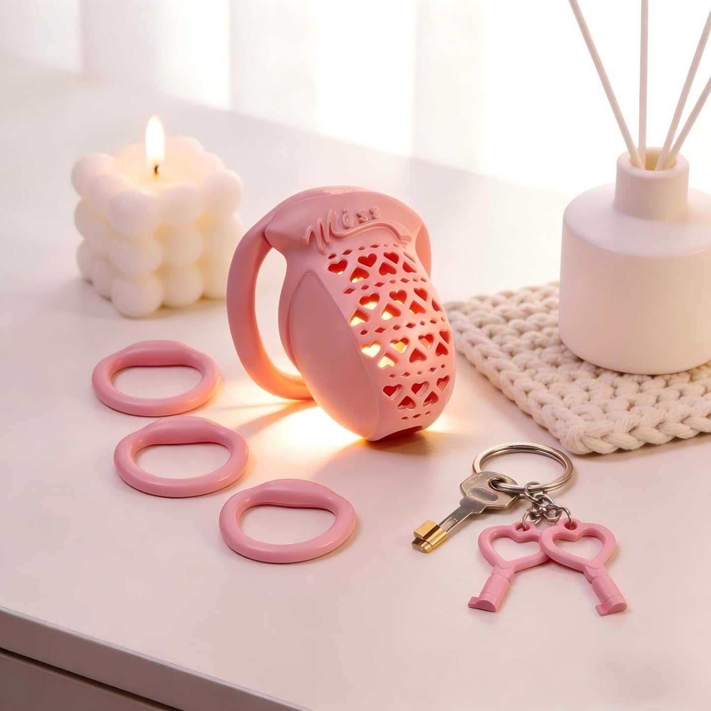 3D Printed Resin Chastity Cage with 4 Ring Sizes