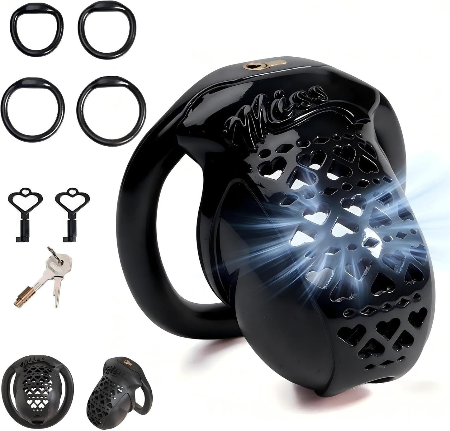 3D Printed Resin Chastity Cage with 4 Ring Sizes