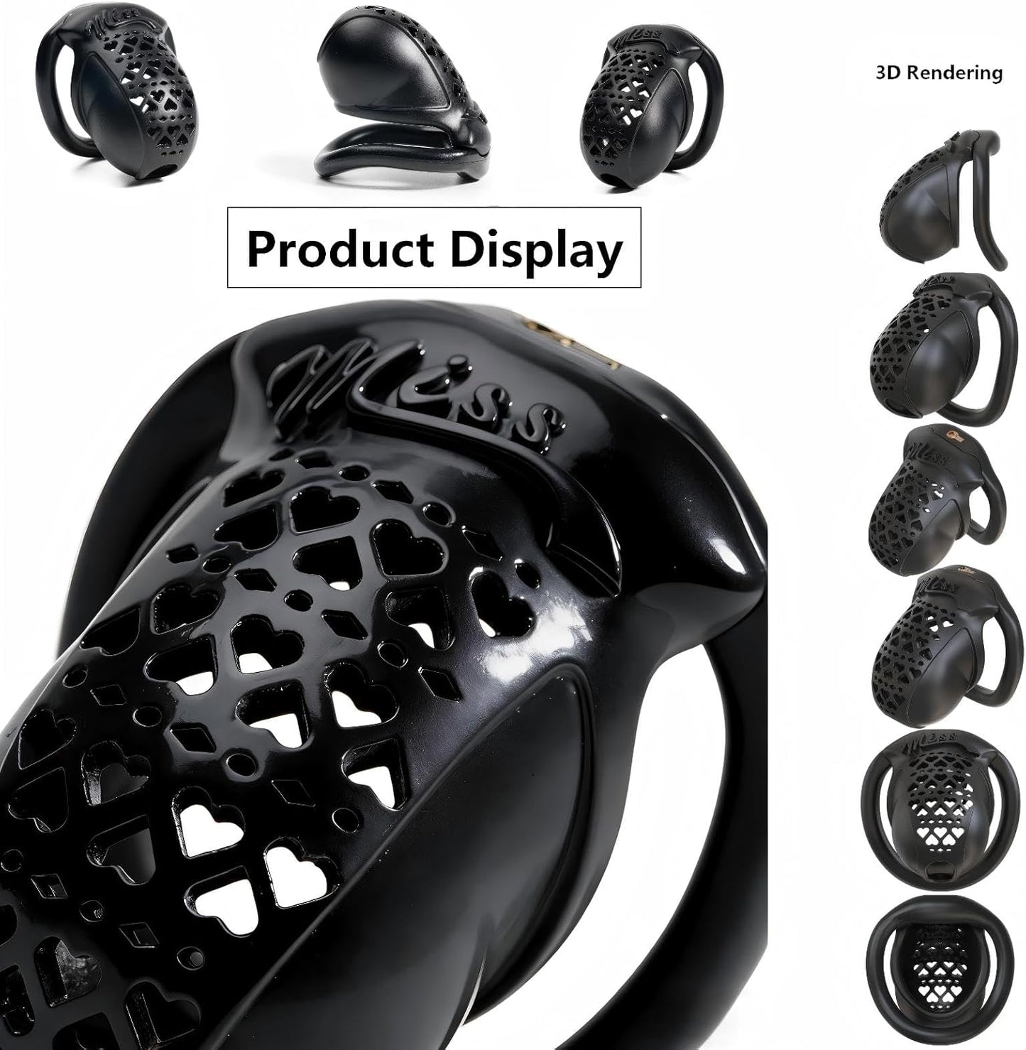 3D Printed Resin Chastity Cage with 4 Ring Sizes
