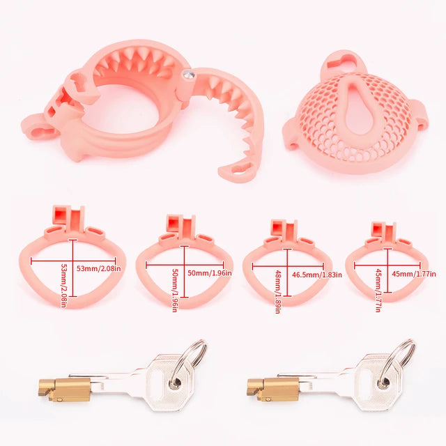 Breathable Honeycomb Pink Slide Chastity Cage