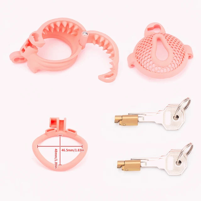 Breathable Honeycomb Pink Slide Chastity Cage