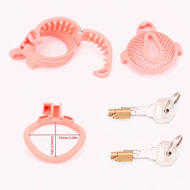 Breathable Honeycomb Pink Slide Chastity Cage