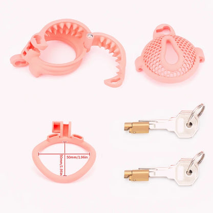 Breathable Honeycomb Pink Slide Chastity Cage