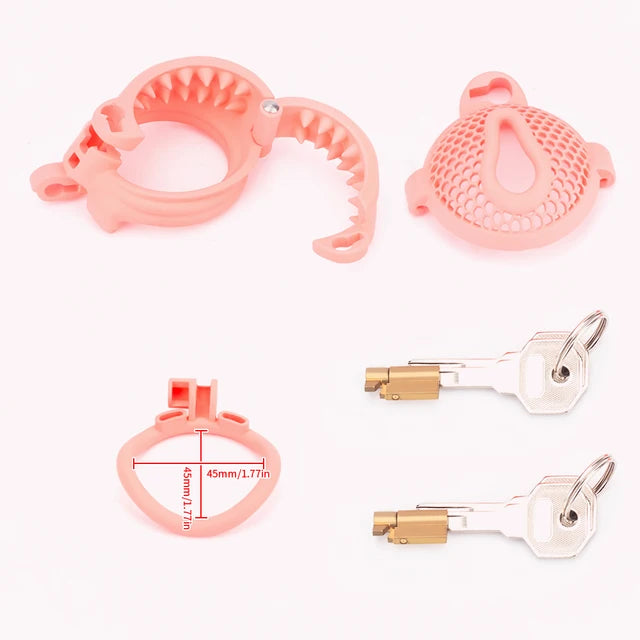 Breathable Honeycomb Pink Slide Chastity Cage
