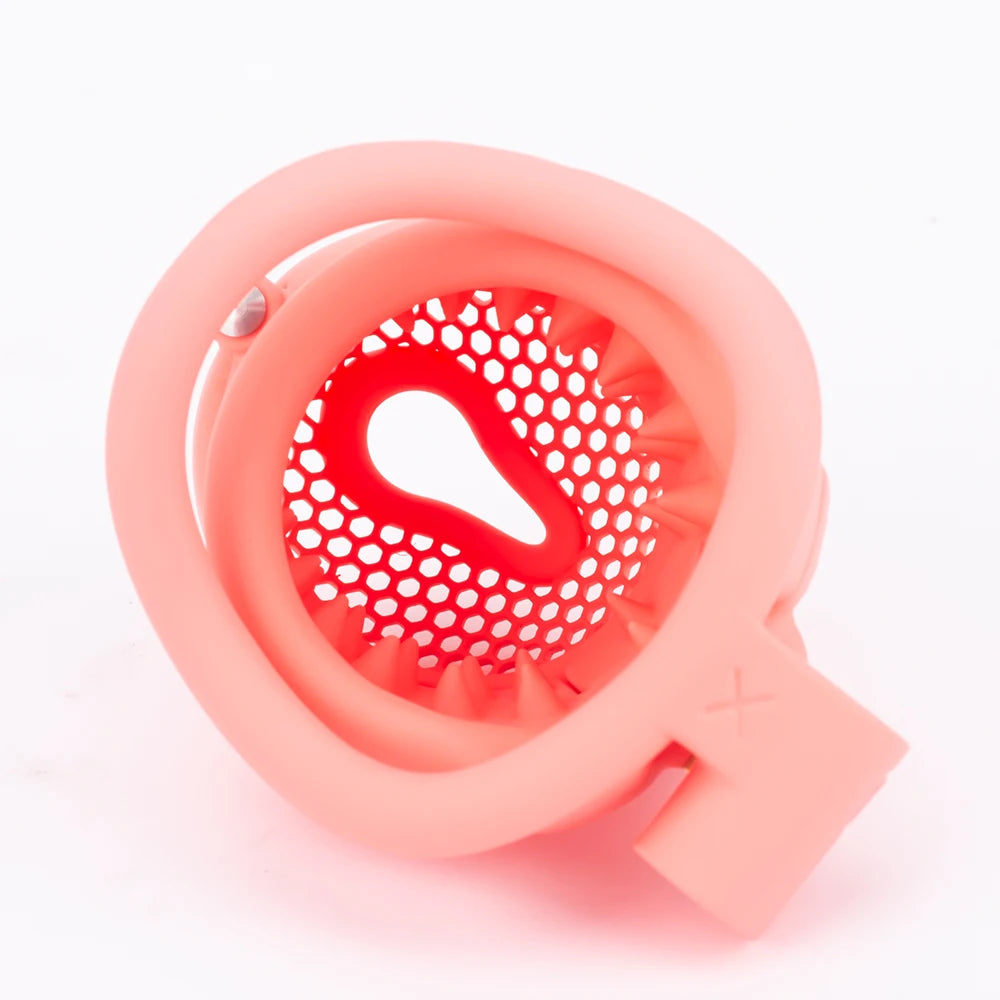 Breathable Honeycomb Pink Slide Chastity Cage