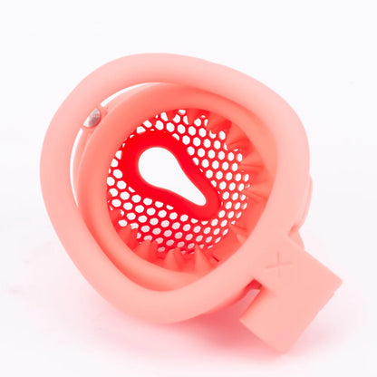 Breathable Honeycomb Pink Slide Chastity Cage