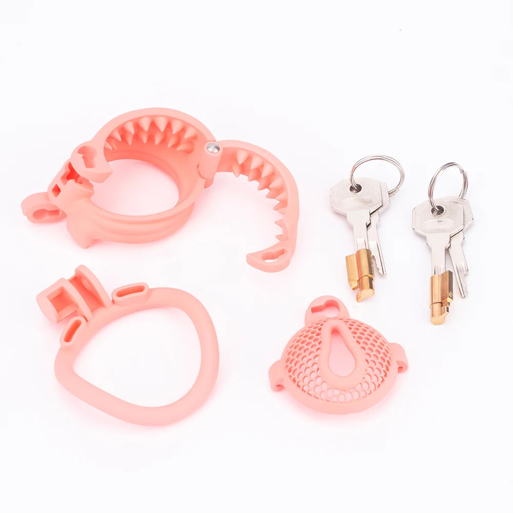 Breathable Honeycomb Pink Slide Chastity Cage