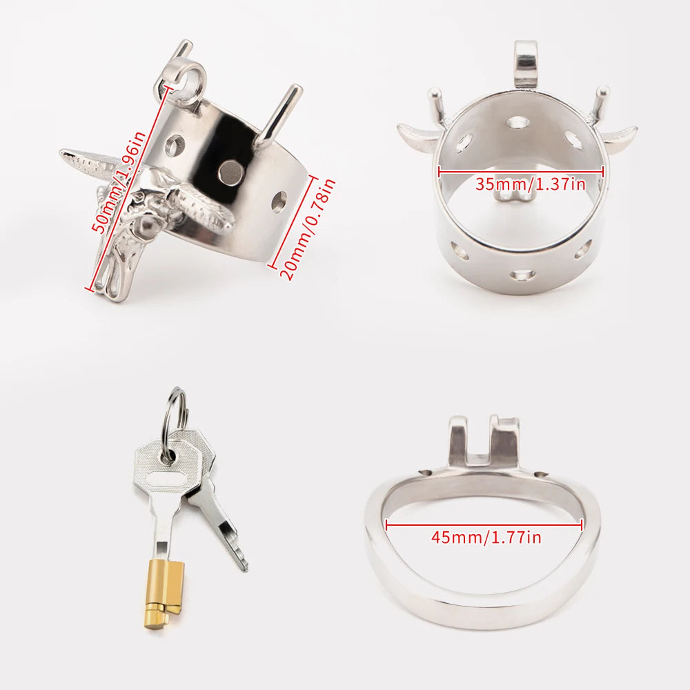 Bull Head Skeleton Chastity Cage - arc 45mm