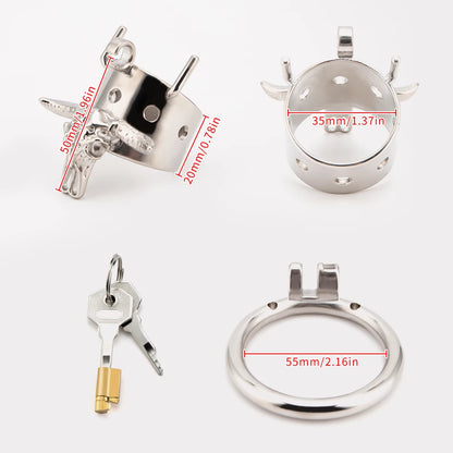 Bull Head Skeleton Chastity Cage-55mm