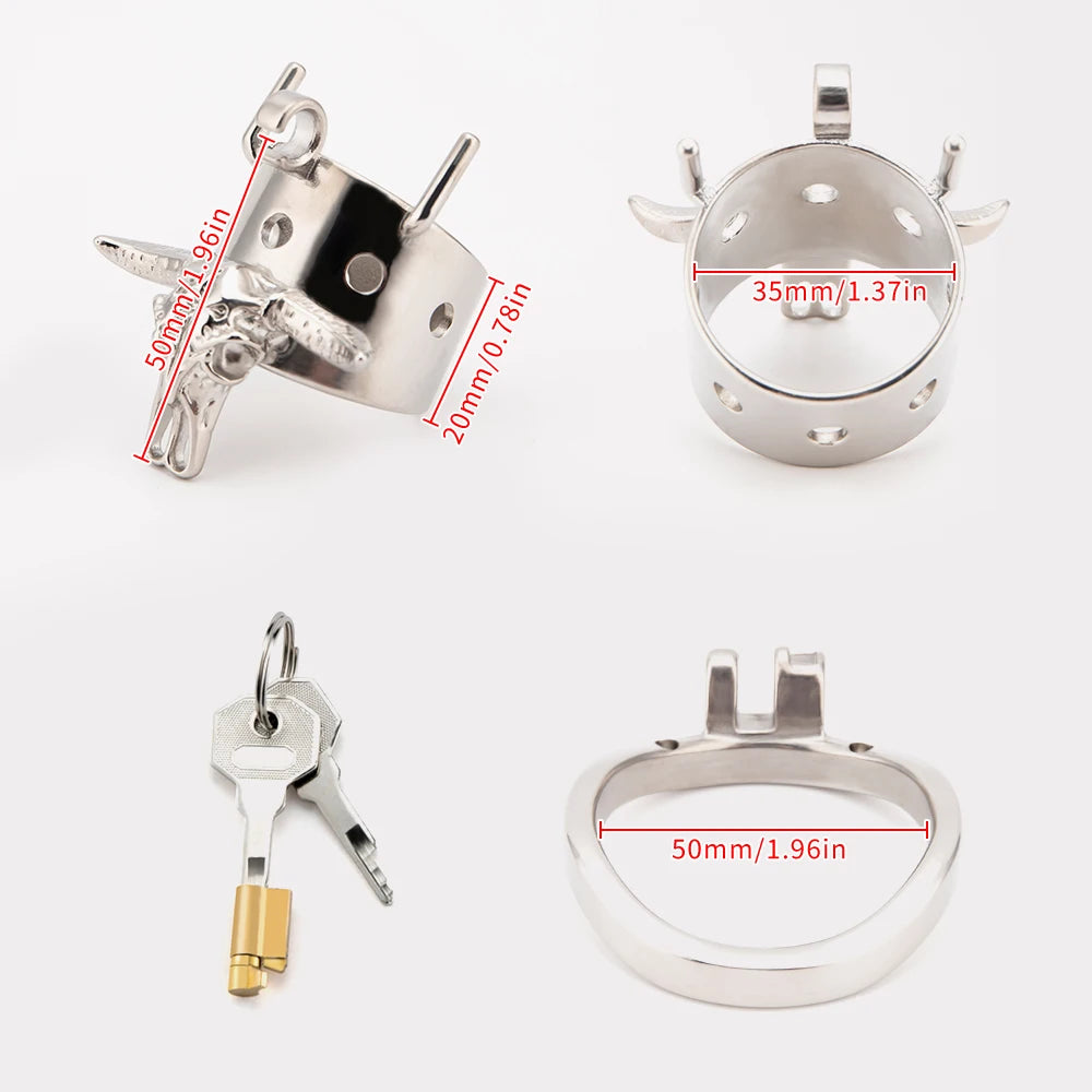 Bull Head Skeleton Chastity Cage - 50mm