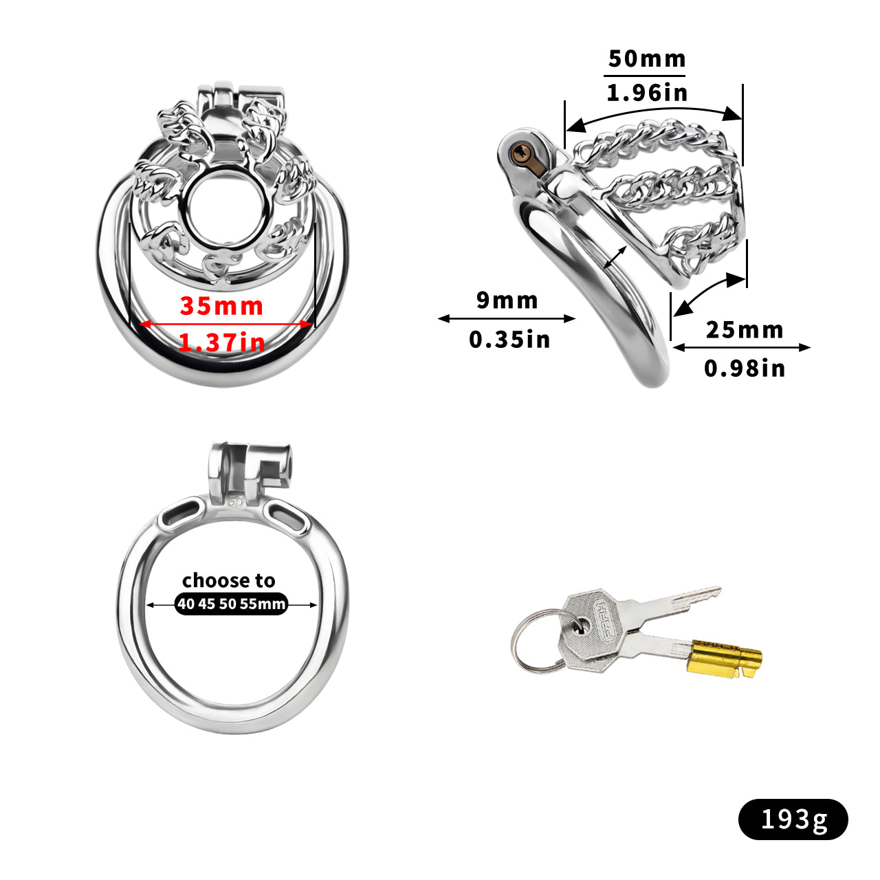 Chainmail Steel Chastity Cage with Belt - 2