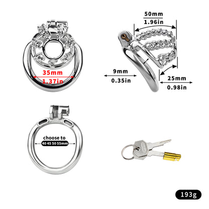 Chainmail Steel Chastity Cage with Belt - 2
