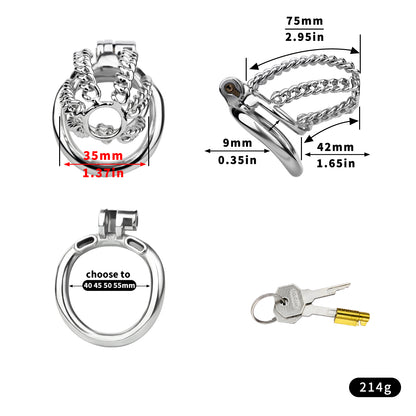 Chainmail Steel Chastity Cage with Belt - 3