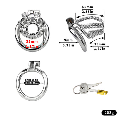 Chainmail Steel Chastity Cage with Belt - 4