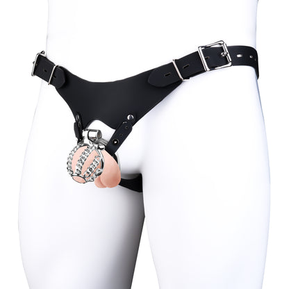Chainmail Steel Chastity Cage with Belt - 5