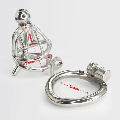 Stainless Steel Chastity Cage +Urethral Tube