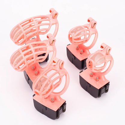 Pink Electric Shock Chastity Cage Set