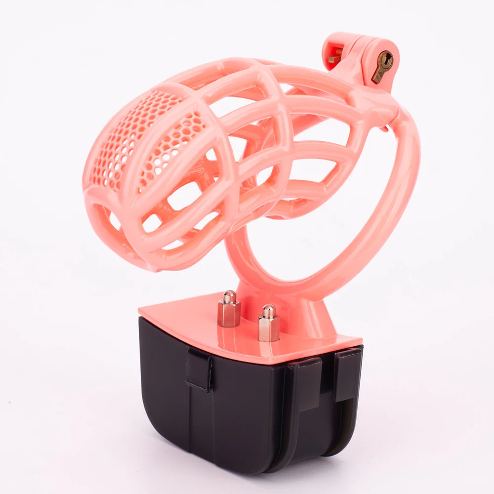 Pink Electric Shock Chastity Cage Set