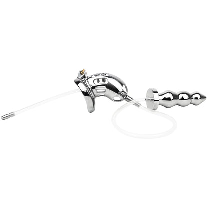 Spiked Male Chastity Cage with Anal Plug