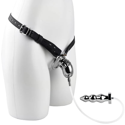 Metal Botted Male Chastity Cage with Belt