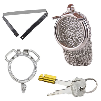 Chainmail Stainless Steel Mesh Chastity Cage - 4.33"