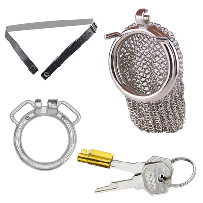 Chainmail Stainless Steel Mesh Chastity Cage - 4.33"