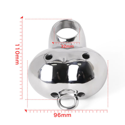 Stainless Steel Heavy Ball Stretcher Scrotum Pendant Chastity Cage