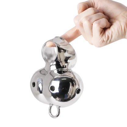 Stainless Steel Heavy Ball Stretcher Scrotum Pendant Chastity Cage