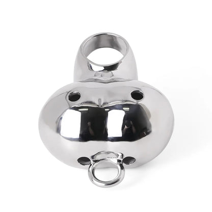 Cage de chasteté avec pendentif pour scrotum et extenseur de testicules en acier inoxydable