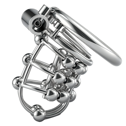 Stainless Steel Bead PA Chastity Cage 2
