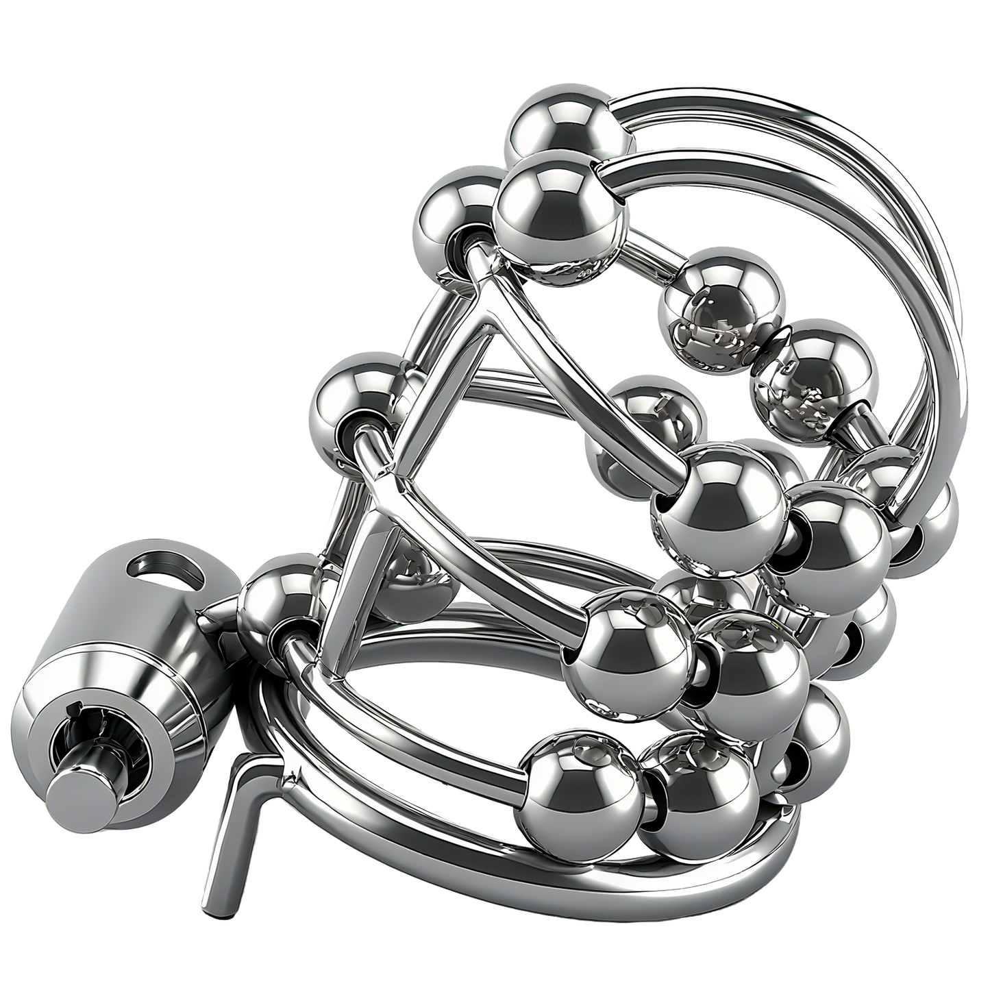 Stainless Steel Bead PA Chastity Cage 4