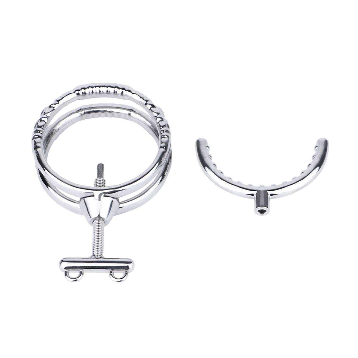 Adjustable Dual Ring Metal Cock Ring with Weighted Chains – adjustable ring and removable inner section