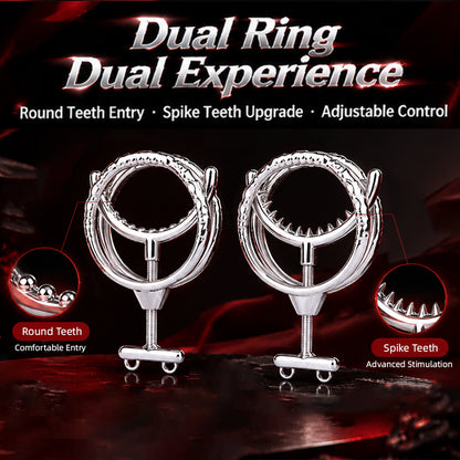 Adjustable Dual Ring Metal Cock Ring with Weighted Chains – round and spike inner ring comparison