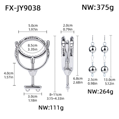 Adjustable Dual Ring Metal Cock Ring with Weighted Chains – round teeth measurements and weight chart