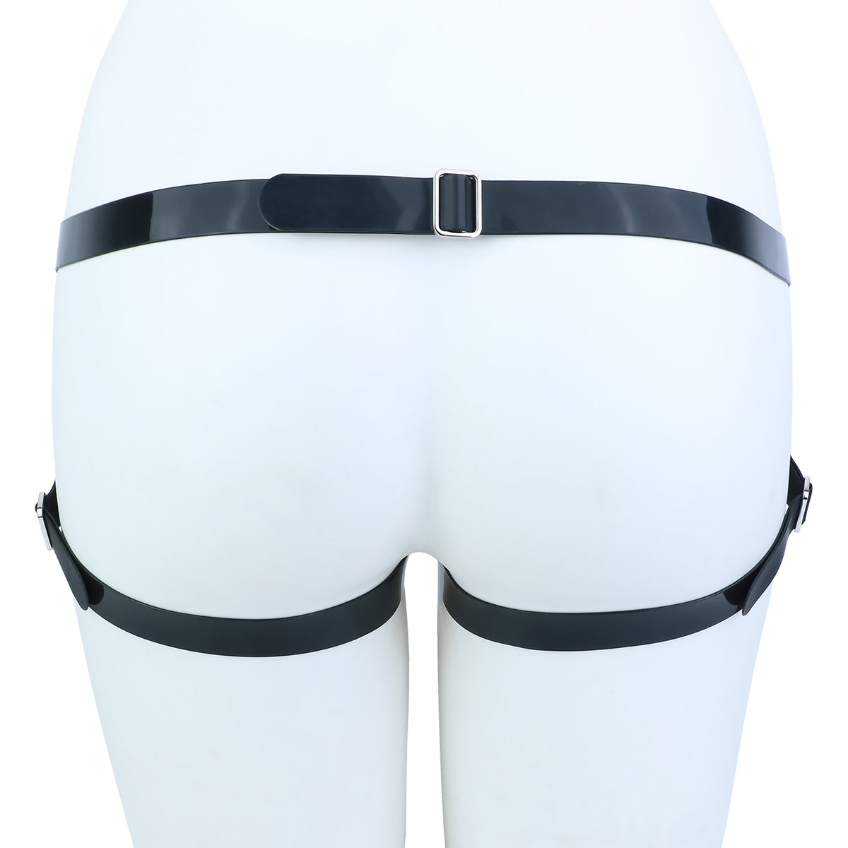 Rear view of waist belt and lower support strap on mannequin