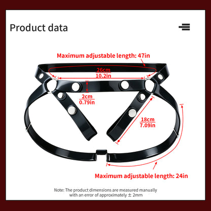 Belt size chart: maximum waist strap length 47 inches, lower strap length 24 inches, width 2 cm