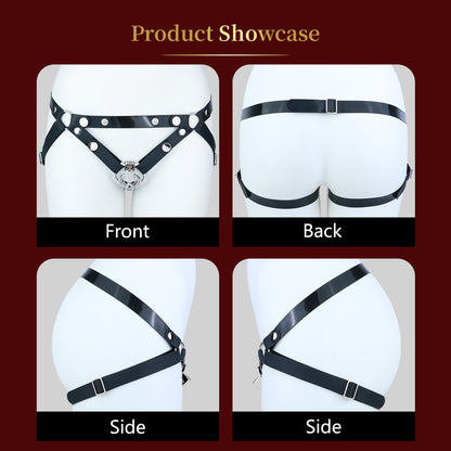 Front, back and side views of silicone support belt on mannequin