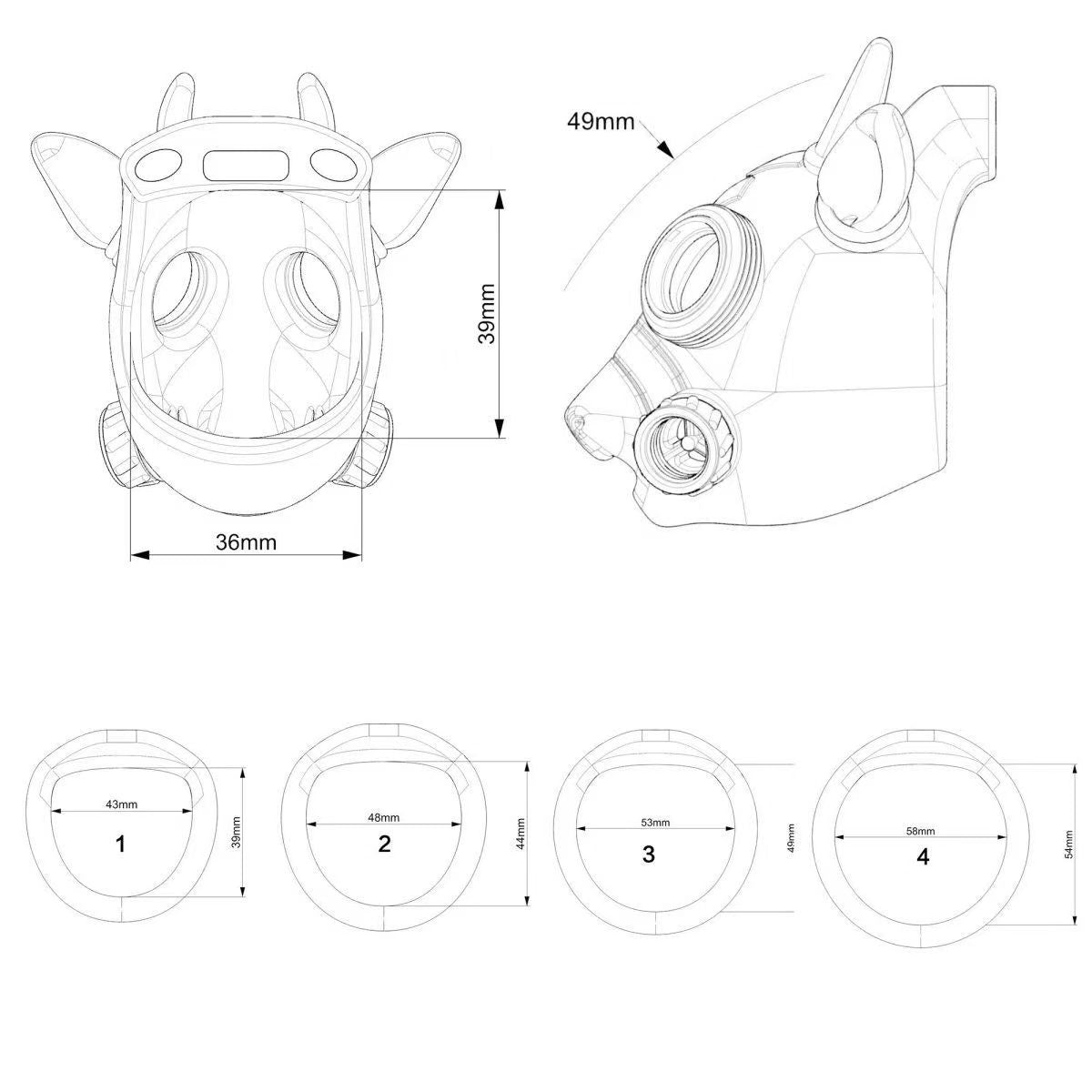Anti-virus Bull Head Chastity Cage