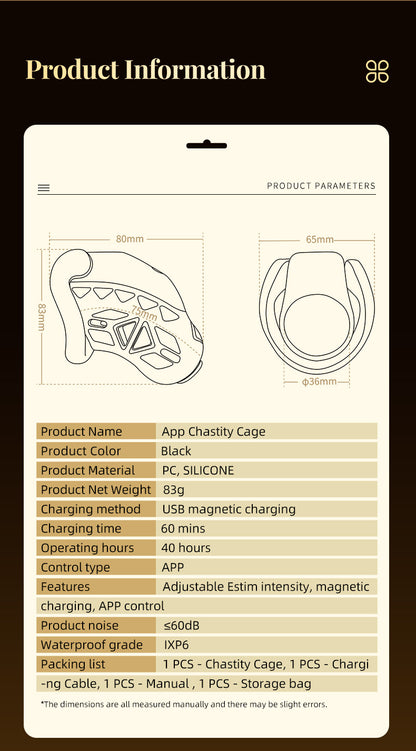 Lockink App Chastity Cage Remotely - size