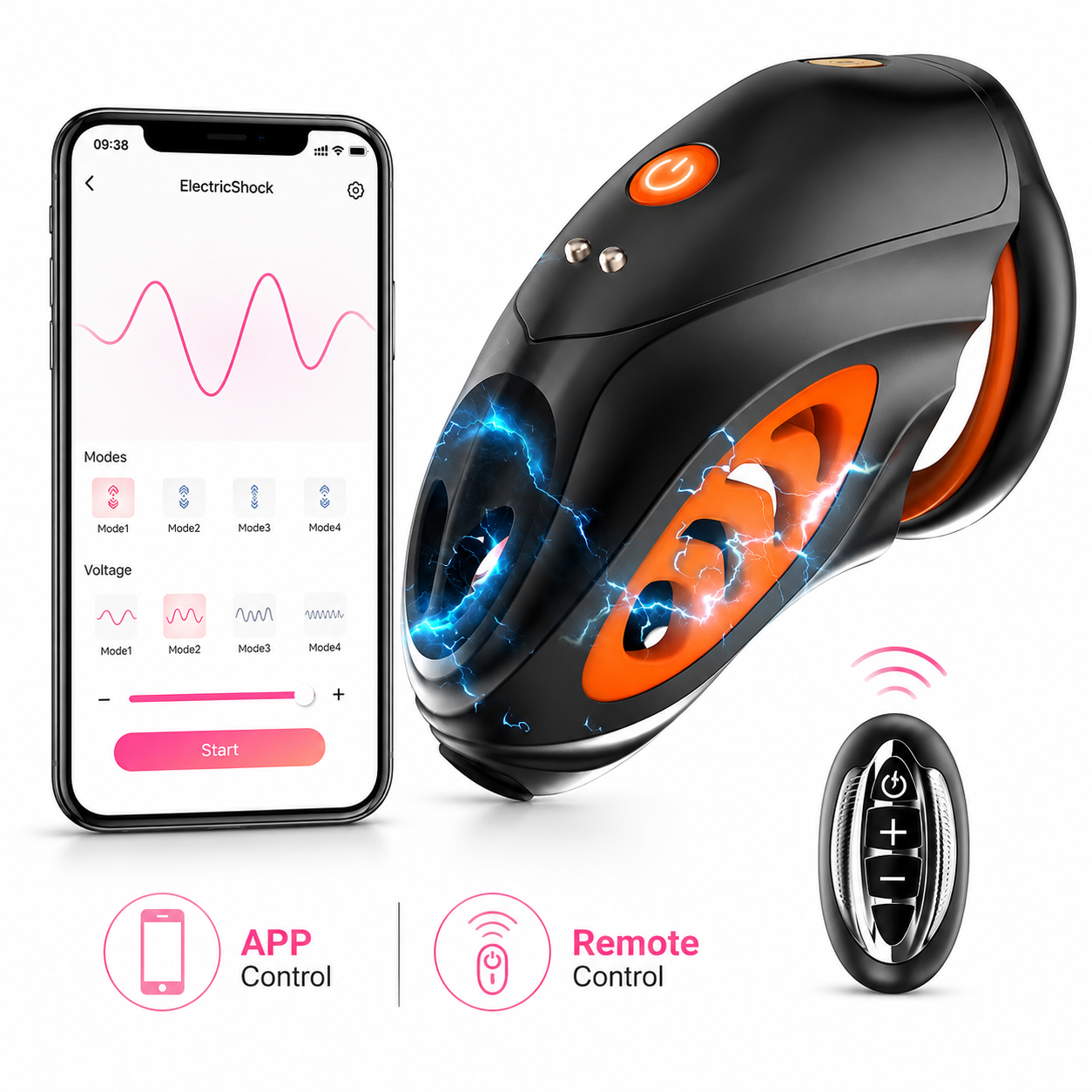 App Self-restraint Electric Shock Remote Chastity Cage